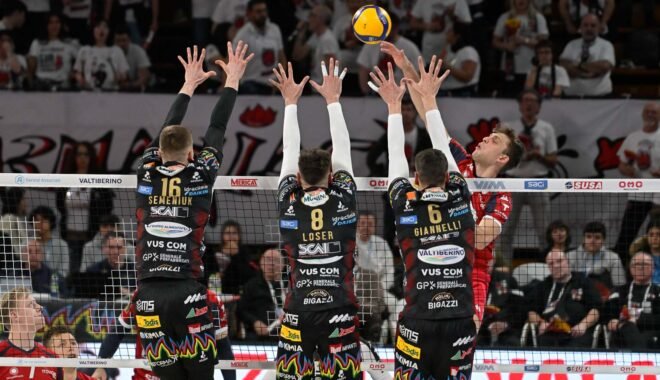 Volley. Sir Susa Vim ritrova vittoria e lo schiacciatore Plotnytskyi contro Taranto